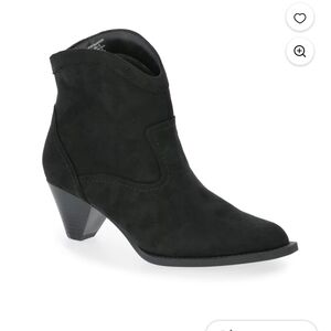Black Women's Western Ankle Boot with Stacked Heel